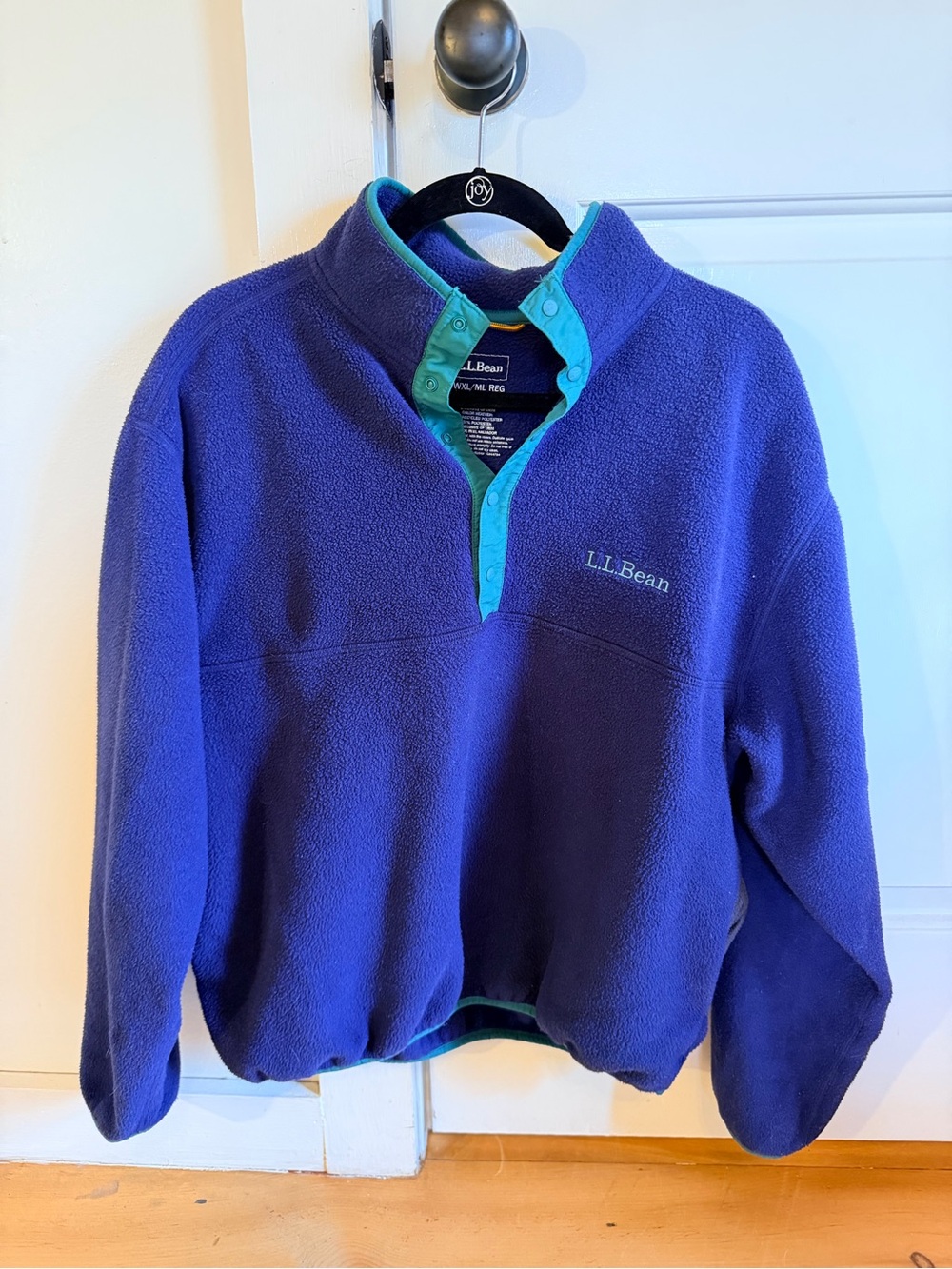 L.L.Bean Blue Fleece Pullover with Teal Trim
